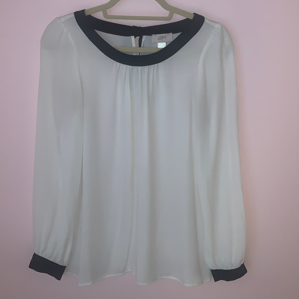 Ann Taylor Loft Sheer Cream Top size Small
